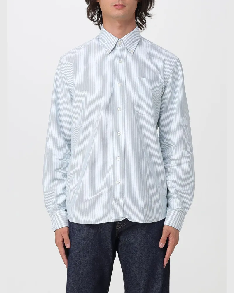 Sebago Gestreiftes Hemd aus Baumwollpopeline mit Button-Down-Kragen Grün