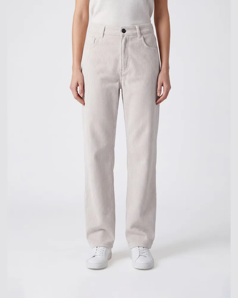 Róhe Hoch taillierte 5-Pocket-Hose mit geradem Bein aus Cord Weiß