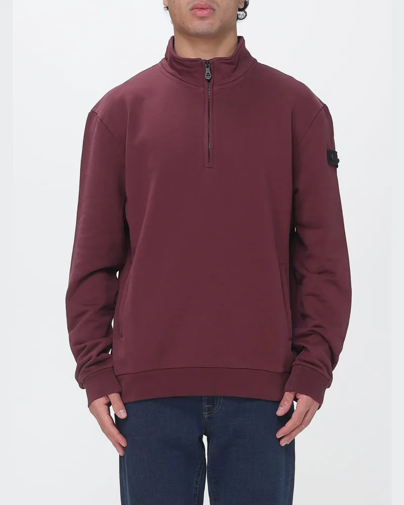Peuterey Sportliches Sweatshirt aus Baumwolle mit hohem Kragen und halbem Reißverschluss Burgunderrot