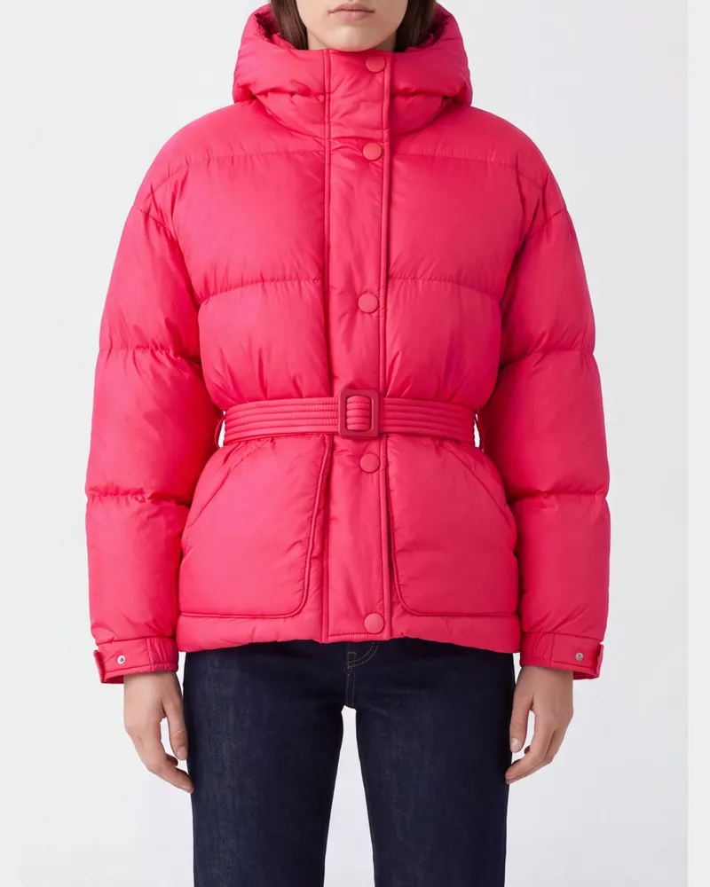 IENKI IENKI Nylon-Daunenjacke Bear Michlin mit Ohrenkapuze und Gürtel Fuchsia