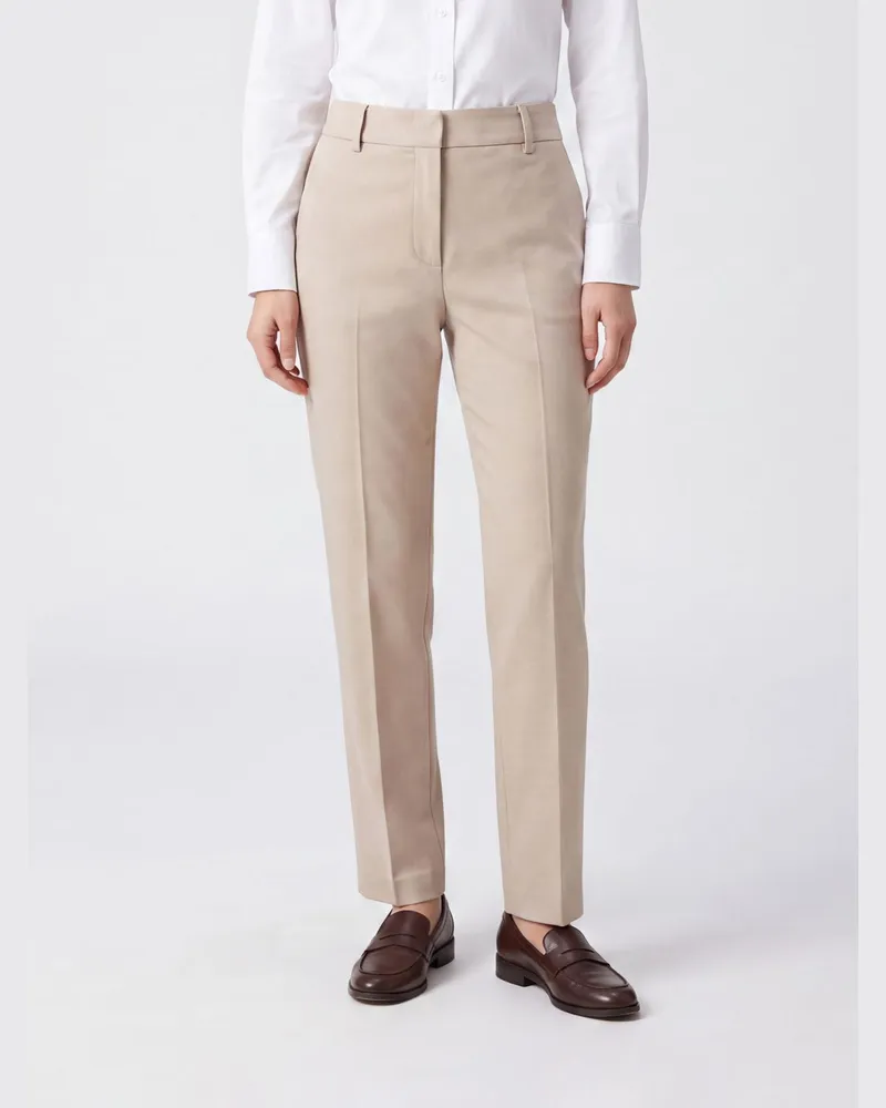 Max Mara Max Mara Skinny-Hose aus Wollmischung mit mittlerer Leibhöhe und schmaler Passform Weiß