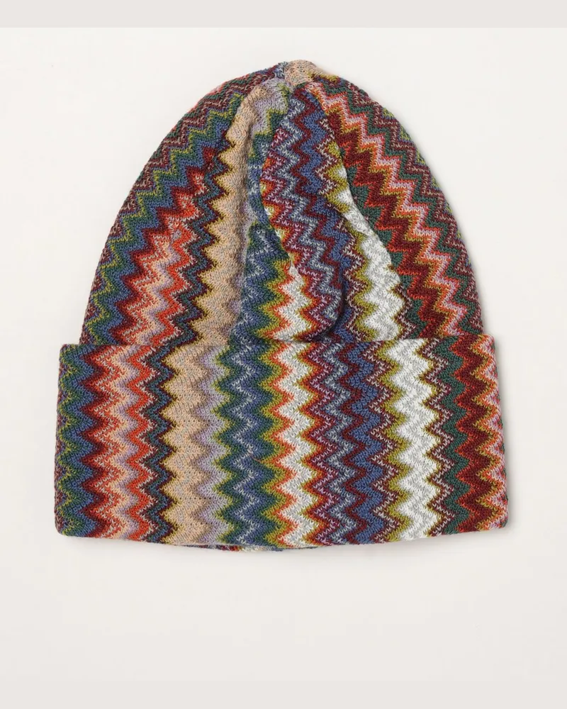 Missoni Beanie-Mütze aus Wollmischung mit mehrfarbigem Zickzackmuster Fa01