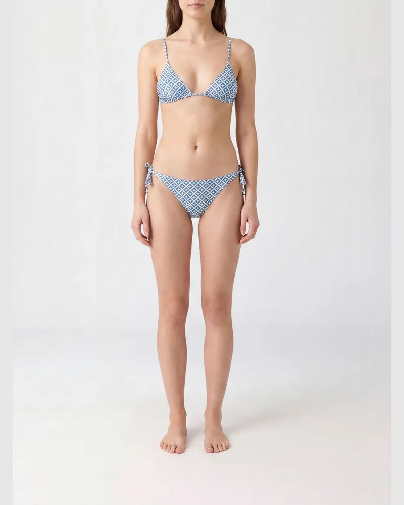 Max Mara Triangel-Bikini mit geometrischem Rautenmuster und Bindeverschlüssen Türkis