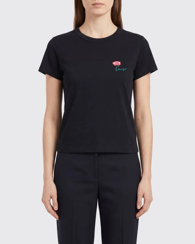 Kenzo Slim-Fit T-Shirt aus Baumwolle mit kontrastierendem Logo Schwarz