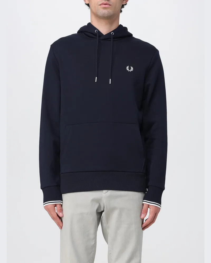 Fred Perry Kapuzenpullover aus Baumwoll-Nylon-Mischung Navy