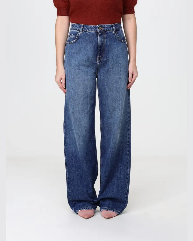 Twin-Set Weit geschnittene Five-Pocket-Denim-Jeans mit hoher Taille Denim