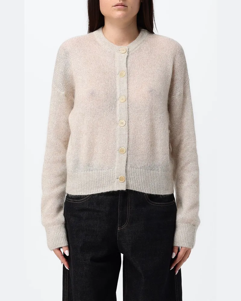Brunello Cucinelli Strickjacke aus Wolle mit Rundhals und überschnittenen Schultern Ivory