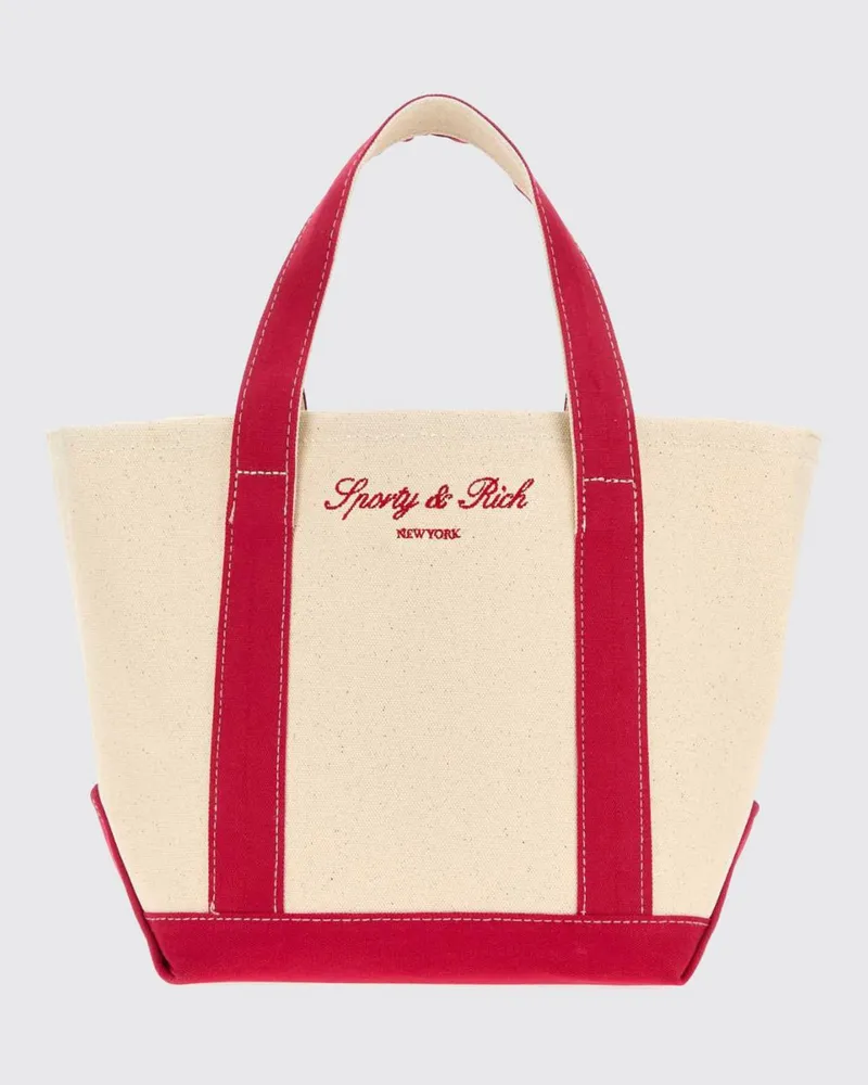 SPORTY & RICH SPORTY  RICH Handtasche von Sporty & Rich aus Baumwoll-Canvas mit gesticktem Logo Natural
