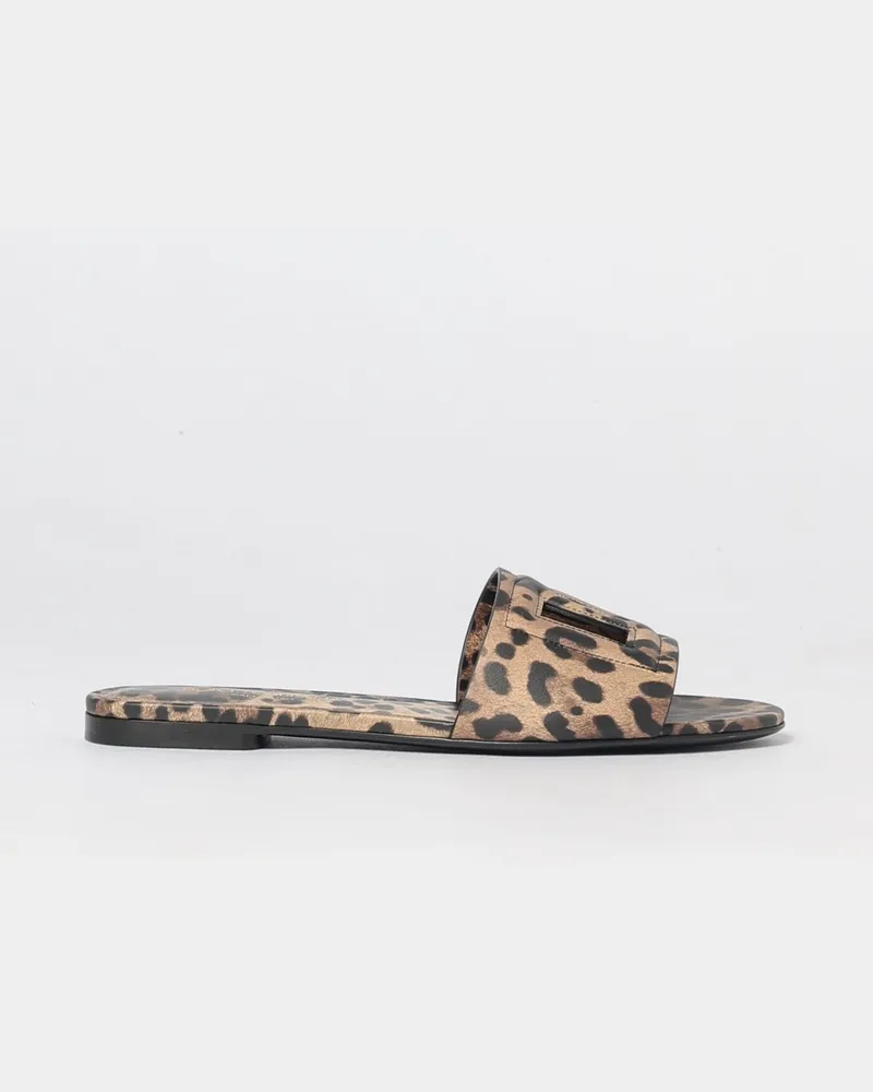 Dolce & Gabbana DOLCE  GABBANA Mules mit Animal-Print Dolce & Gabbana aus Leder mit DG-Monogramm Braun