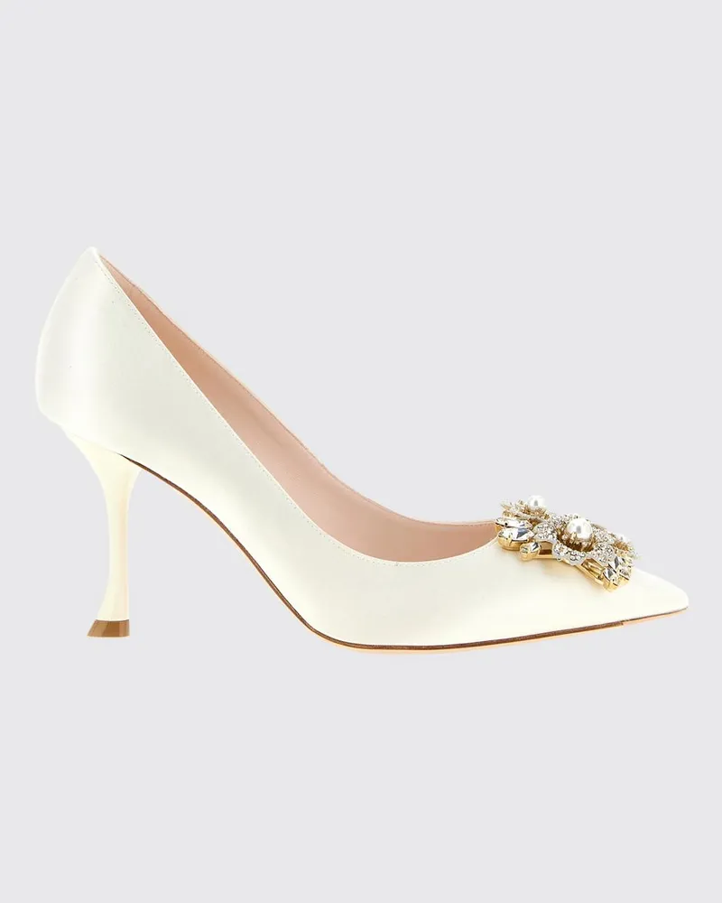 Roger Vivier Efflorescence Brautpumps aus Satin von mit Schmuckschnalle Weiß