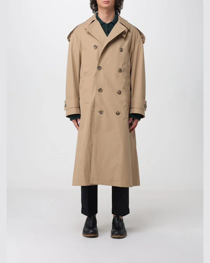 AMI Paris Zweireihiger Trenchcoat aus Baumwolle in Relaxed Fit Beige