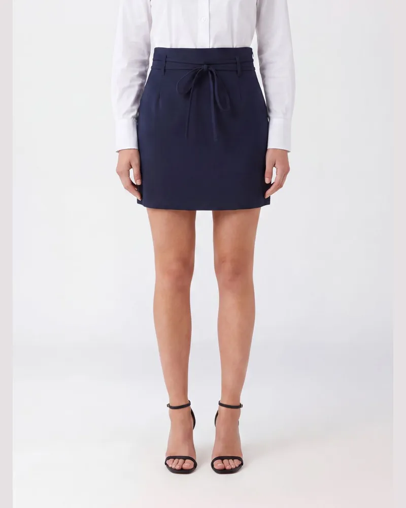 Twin-Set High-Waist Bleistift-Minirock mit Gürtel und seitlichem Reißverschluss Blau