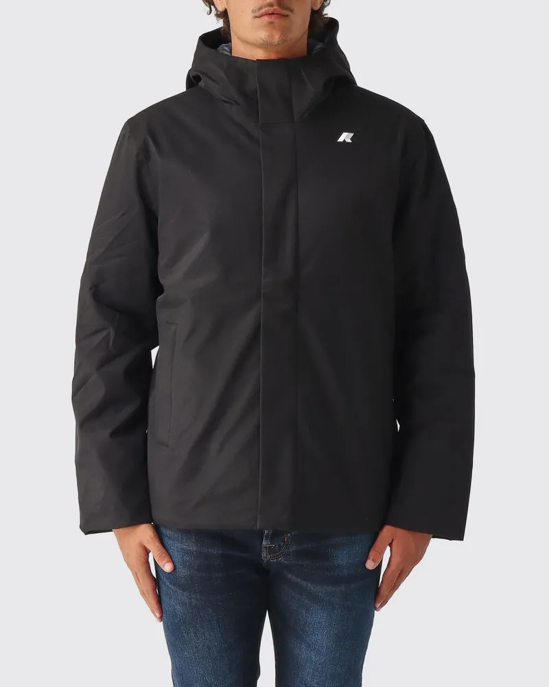 K-Way Kurzer wasserdichter Parka mit Kapuze und PrimaLoft®-Wattierung Schwarz