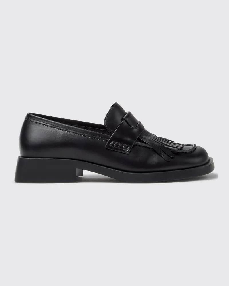 Camper Twins Penny-Loafer aus Glattleder mit Fransen und XL Extralight®-Sohle Schwarz