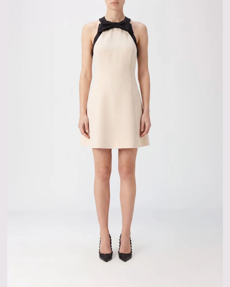 Valentino Garavani Schulterfreies Minikleid aus Wolle und Seide mit Schleife Weiß