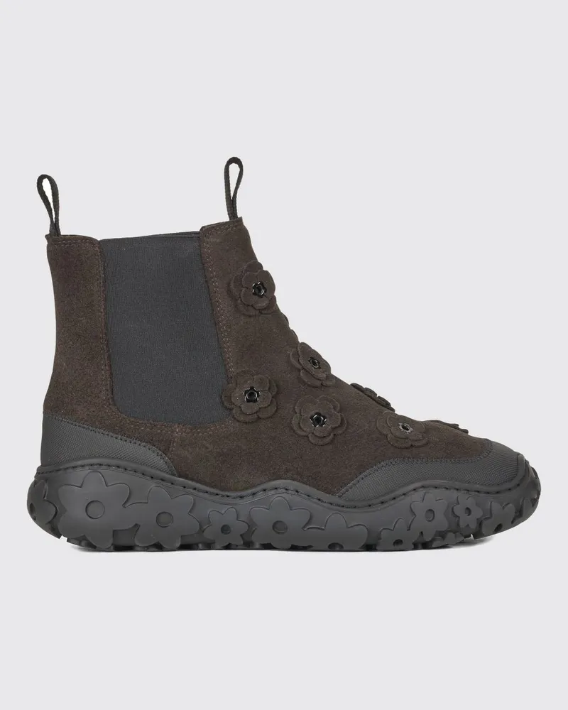 Cecilie Bahnsen Flora Chelsea-Stiefel aus Veloursleder mit Blumenapplikation Braun
