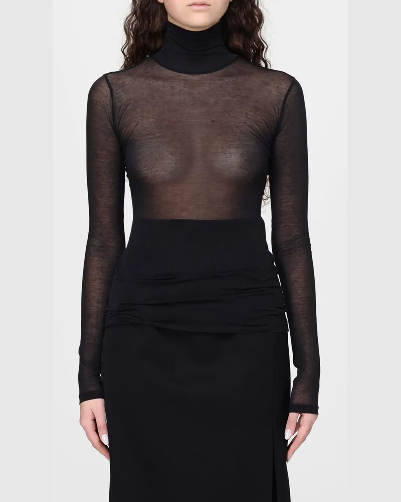 Thierry Mugler Lyocell-Rollkragenoberteil Schwarz