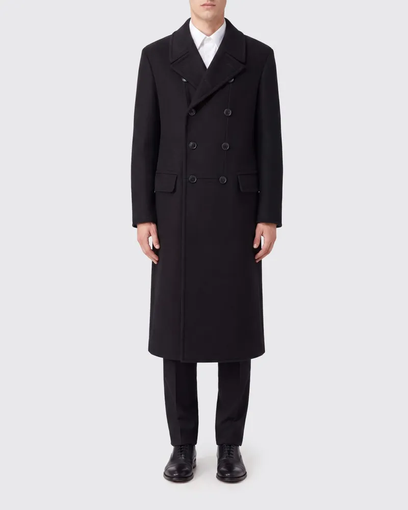 Tom Ford Zweireihiger Mantel von aus Schurwoll-Kaschmir-Mischung mit fallendem Revers Schwarz