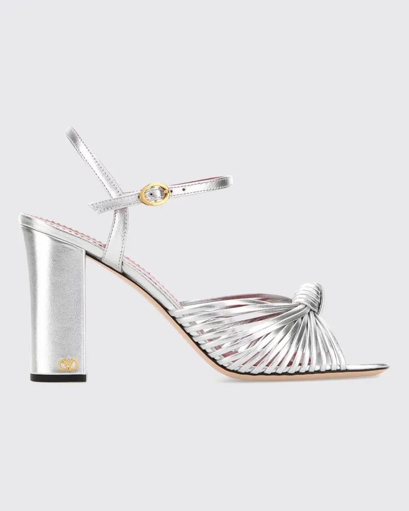 Valentino Garavani Annet Sandale aus laminiertem Leder Silber