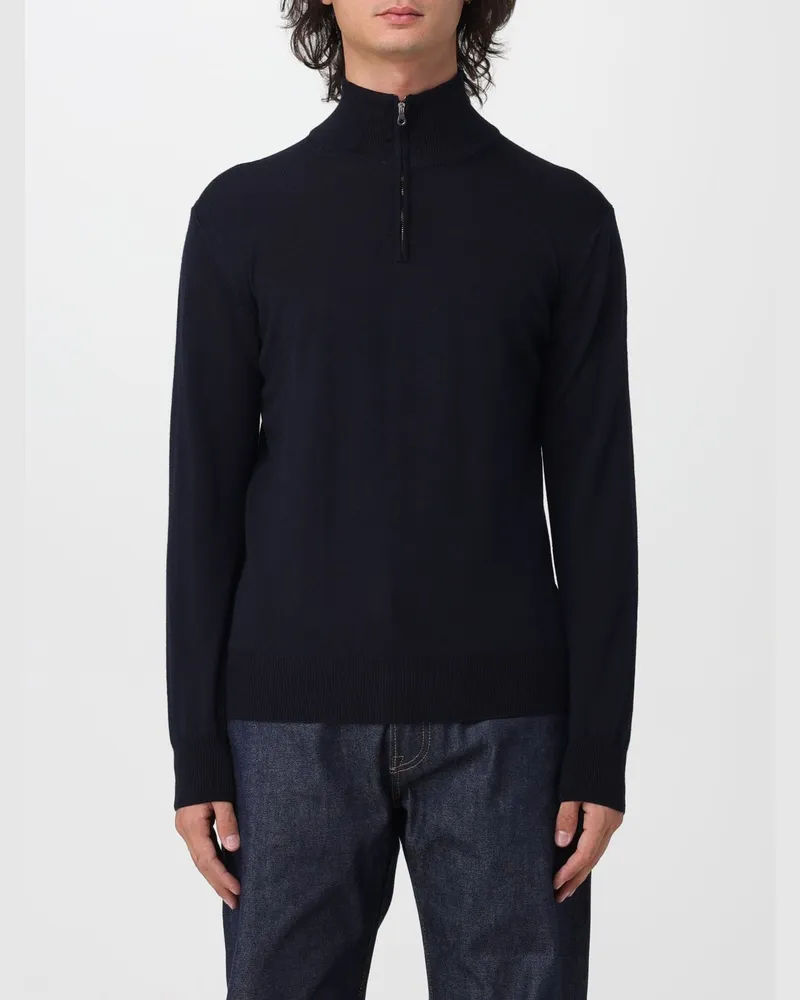 Brooksfield Woll-Rollkragenpullover mit halbem Reißverschluss und hohem Kragen Navy