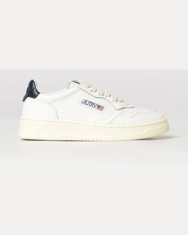 AUTRY Medalist Low Bicolor-Ledersneaker mit perforierter Spitze Weiss