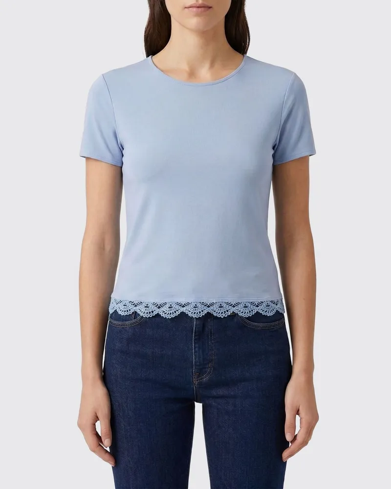 Magda Butrym T-Shirt aus Stretch-Cupro Blau