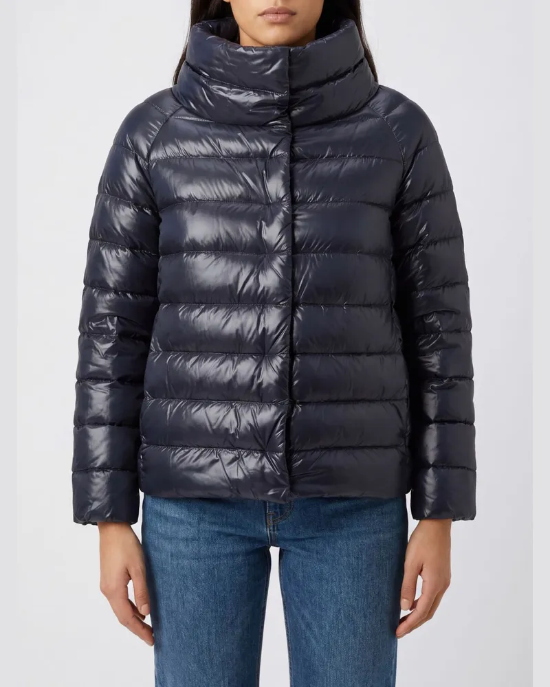 Herno Kurze Sofia Daunenjacke aus ultraleichtem Nylon mit Stehkragen Navy