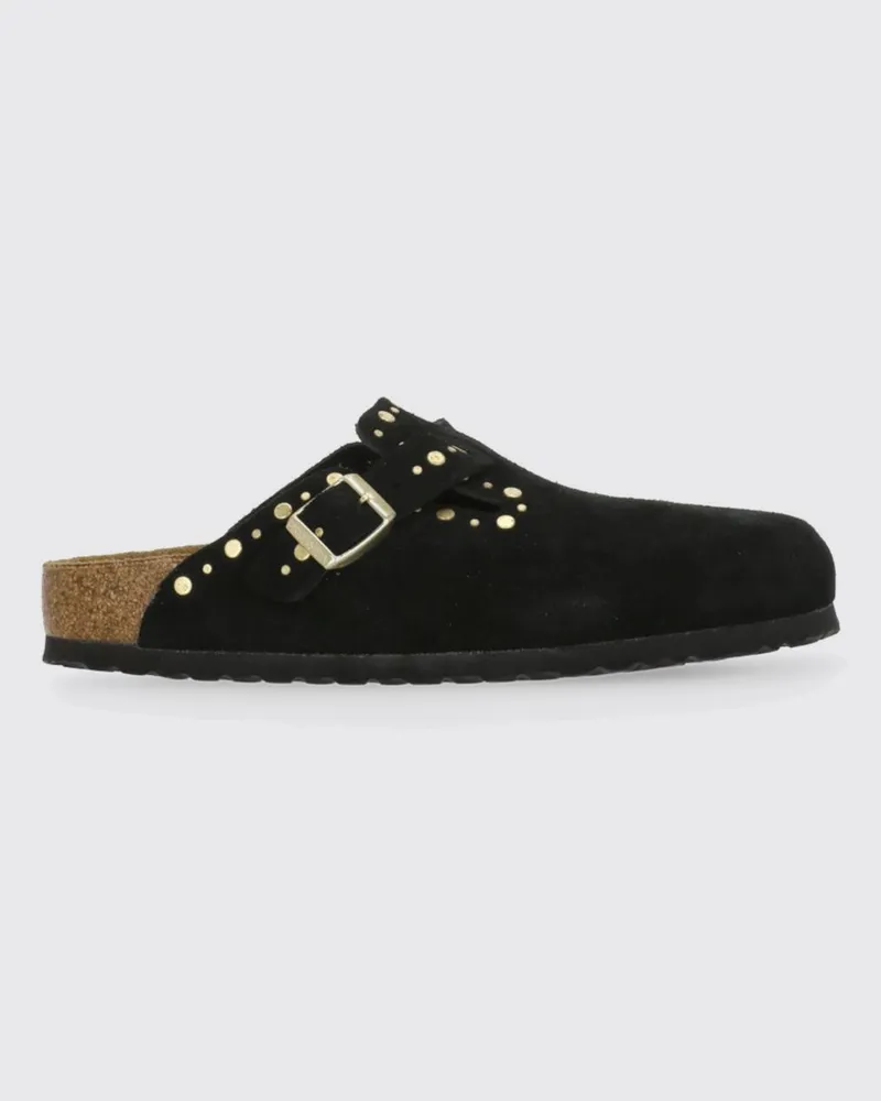 Birkenstock Boston Rivet Wildleder-Mules mit Nieten Schwarz