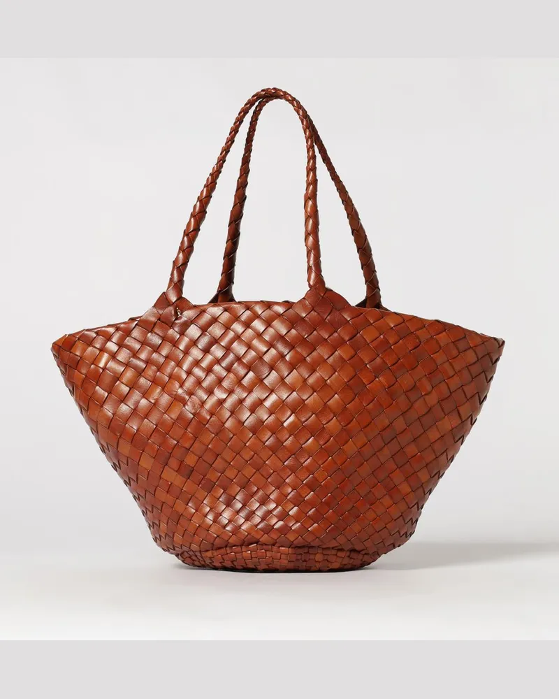 Dragon Diffusion Egola Schultertasche aus geflochtenem Leder mit Doppelgriffen Braun