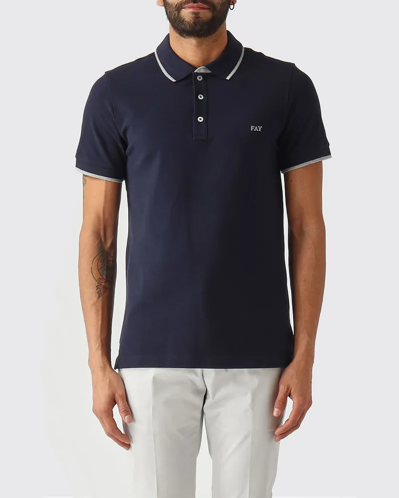 Fay Basic Baumwollpolo Navy
