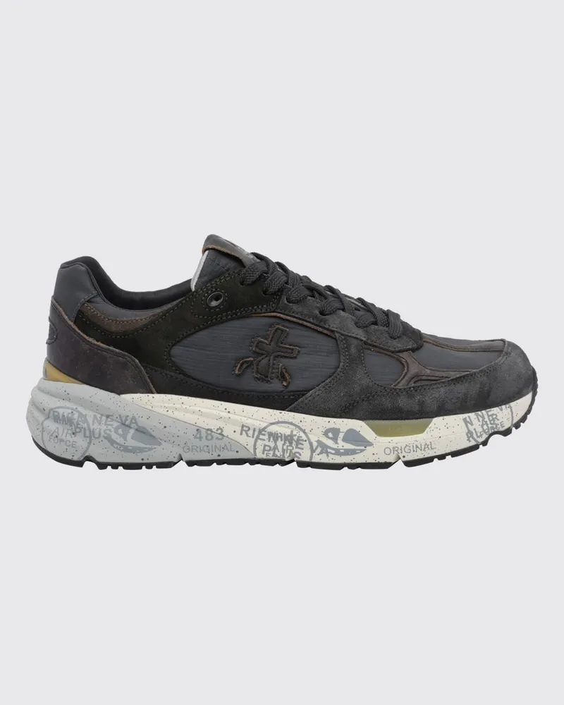 Premiata Zweifarbige Mase Sneaker aus Veloursleder und Canvas Grau