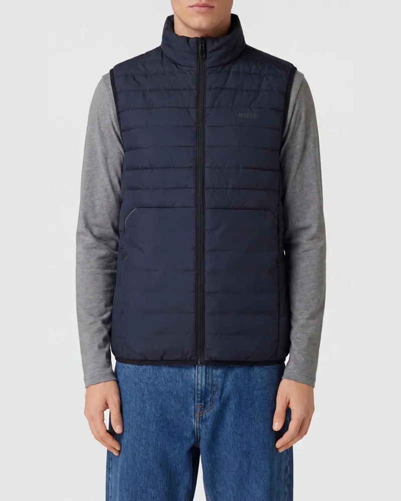 HUGO BOSS Steppweste aus gestepptem Polyester mit Stehkragen und Logo Blau