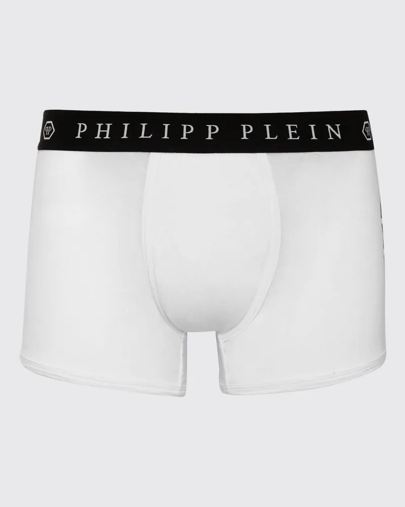 Philipp Plein Boxershorts aus Stretch-Baumwolle mit Hexagon-Logo-Bund Weiß