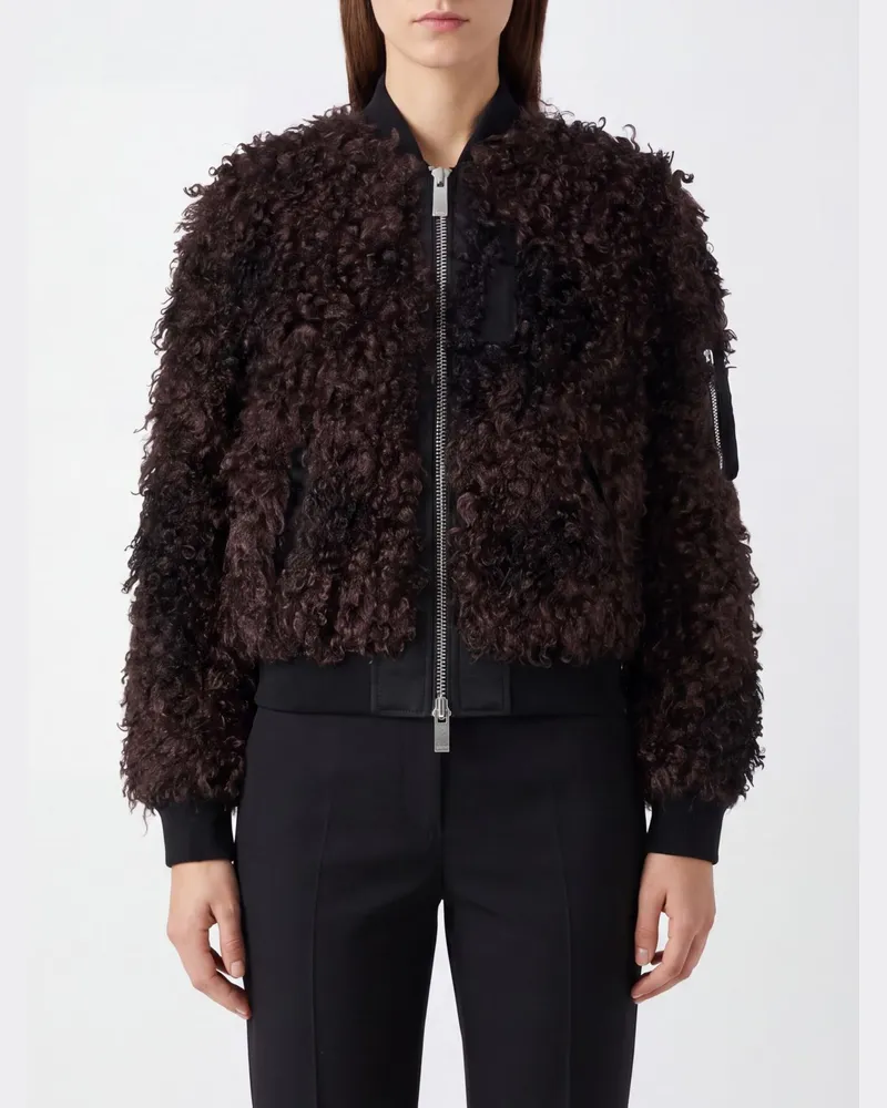 Sacai Bomberjacke aus Kunstpelz mit elastischen Bündchen und Saum Braun