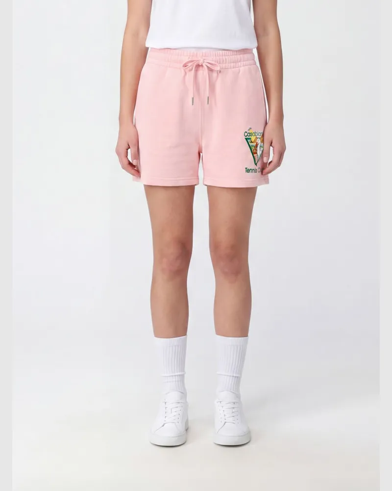 Casablanca Paris Jogging-Shorts aus Bio-Baumwolle mit gesticktem Logo und Kordelzug Pink