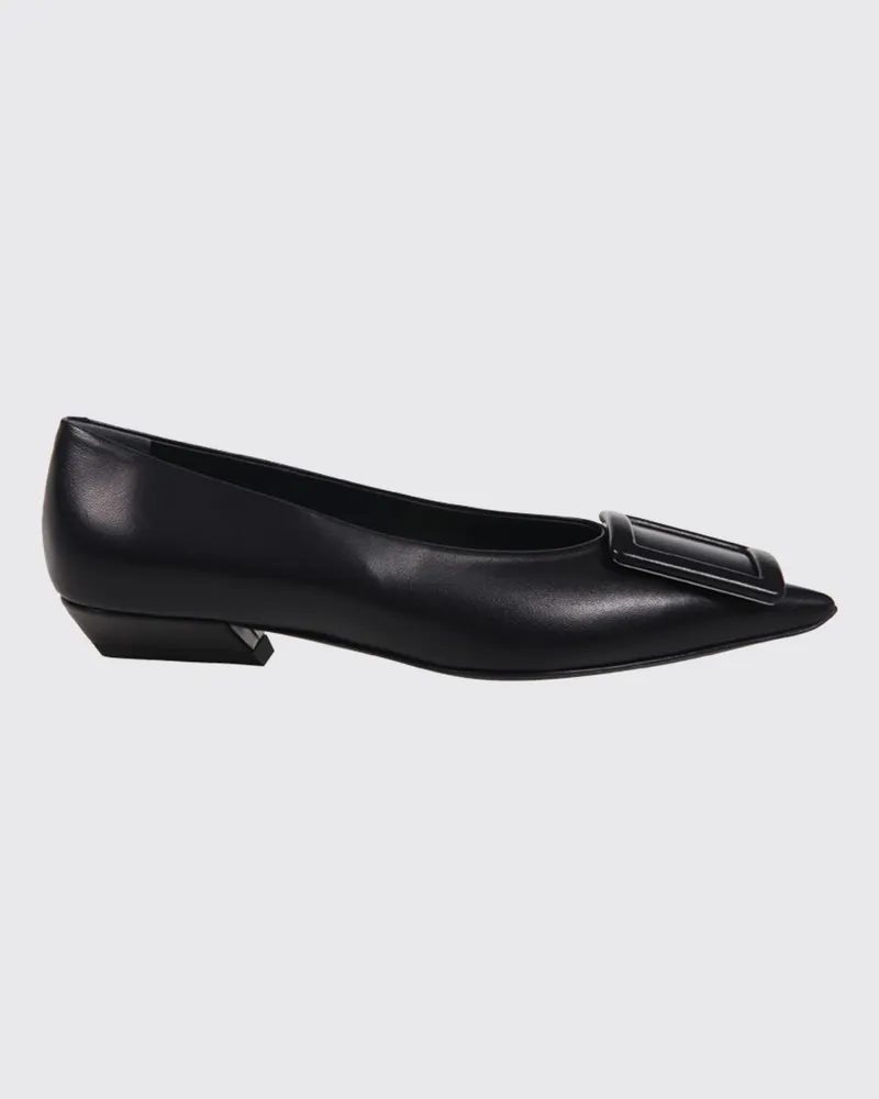 Roger Vivier Gommettine Ballerinas aus Rindsleder mit Logo-Schnalle Schwarz