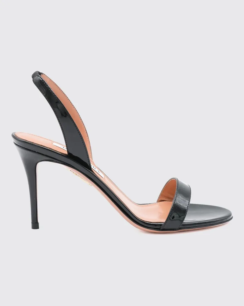 Aquazzura Slingback-Sandalen So Nude aus Lackleder mit hohem Stiletto-Absatz Schwarz