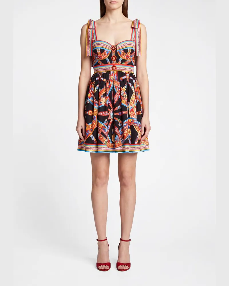 Dolce & Gabbana DOLCE  GABBANA Bustiermini-Kleid von Dolce & Gabbana aus Baumwolle mit Carretto-Siciliano-Print Bunt