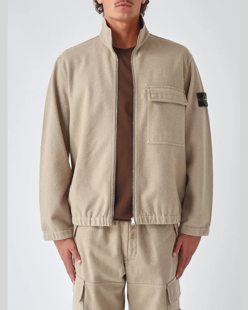 Stone Island Bomberjacke aus Wollmischung mit Kompass-Logo und Relaxed Fit Biscuit