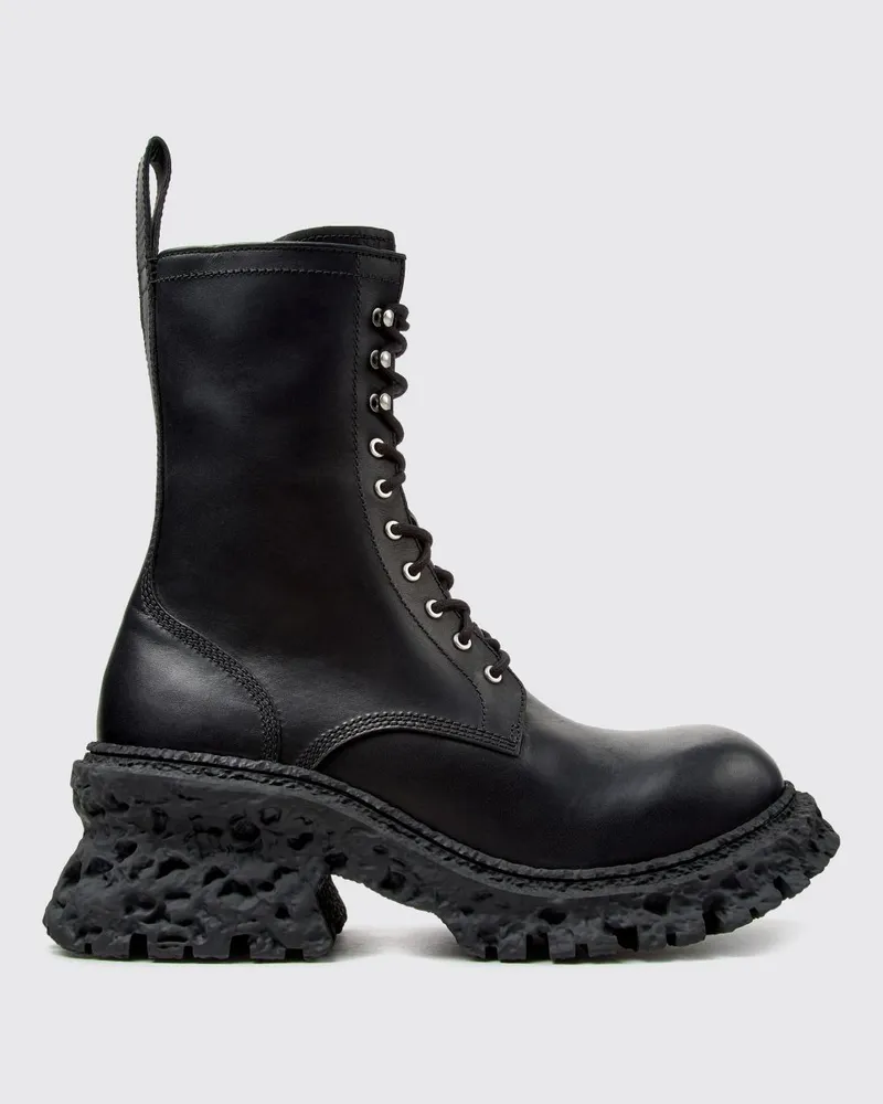 Camper Quetal Combat-Boots von aus Glattleder mit Zuglasche und Zip Schwarz