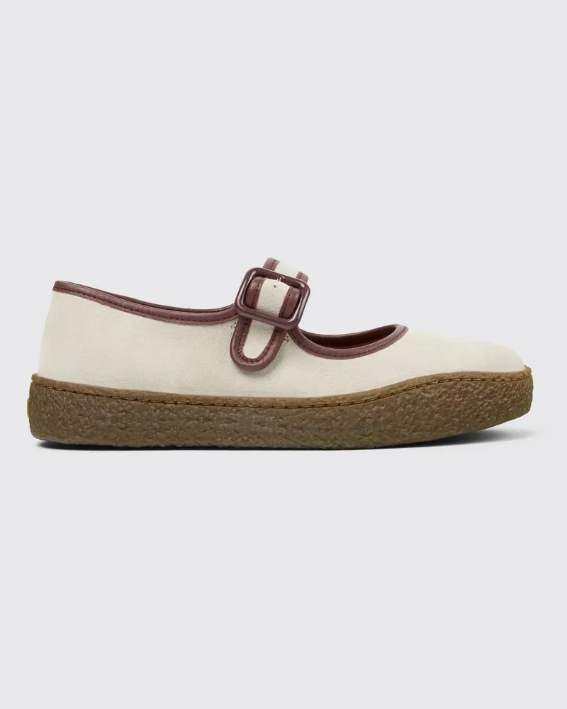 Camper Peu Terreno Wildleder-Ballerinas Beige