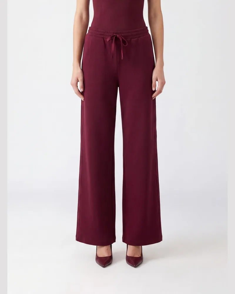 Twin-Set Jogginghose aus Jersey mit weitem Bein und Kordelzug Burgunderrot
