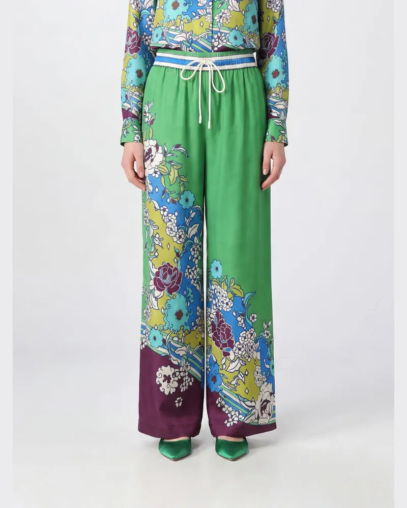 ALEMAIS Nanci Palazzo-Hose aus Seide mit Blumenmuster und hoher Taille Bunt