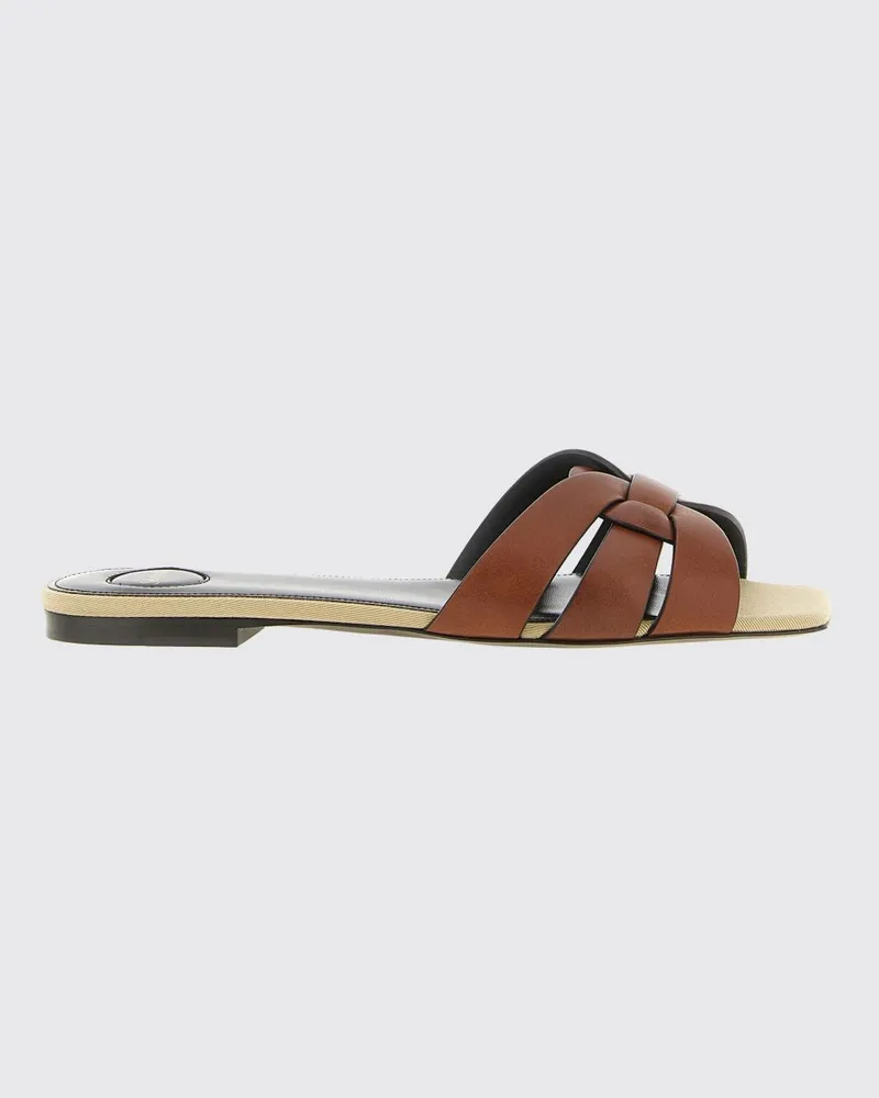 Saint Laurent Tribute Leder-Mules Braun