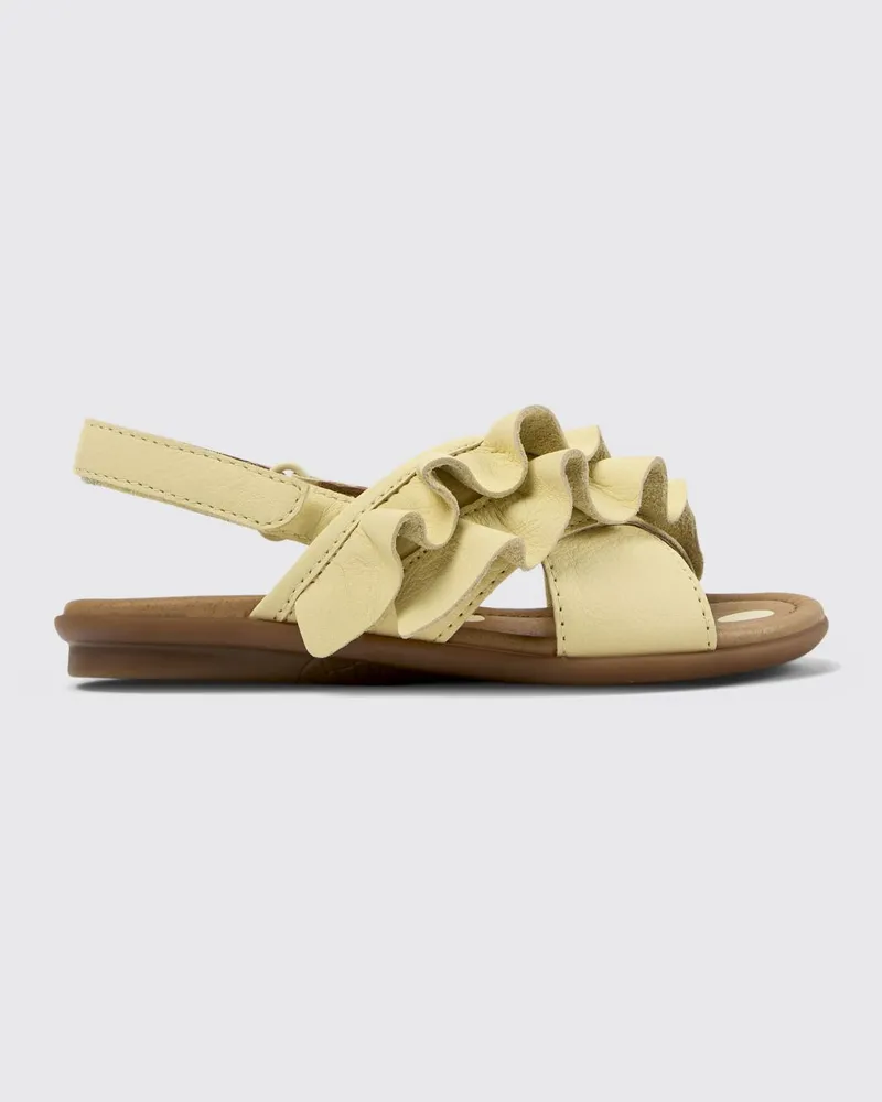 Camper Twins Leder-Sandale mit Rüschen Gelb