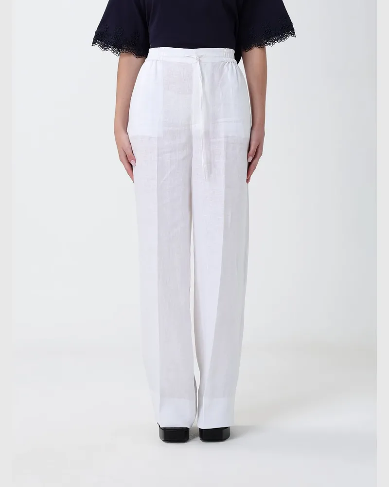 Twin-Set Leinen-Palazzo-Hose Weiß