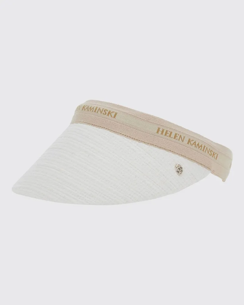 Helen Kaminski Tennis-Visier aus Baumwolltweed mit Jacquard-Logo Weiß
