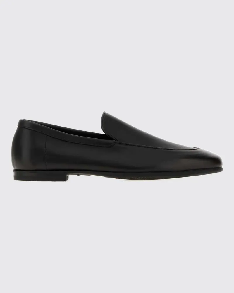 John Lobb Glattleder-Loafer von mit erhabener Schürze und Ledersohle Schwarz