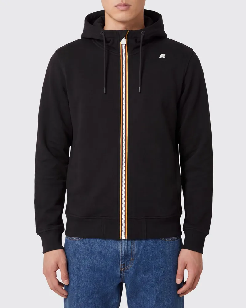 K-Way Kapuzen-Sweatjacke aus technischem Stretch-Gewebe für Herren Schwarz