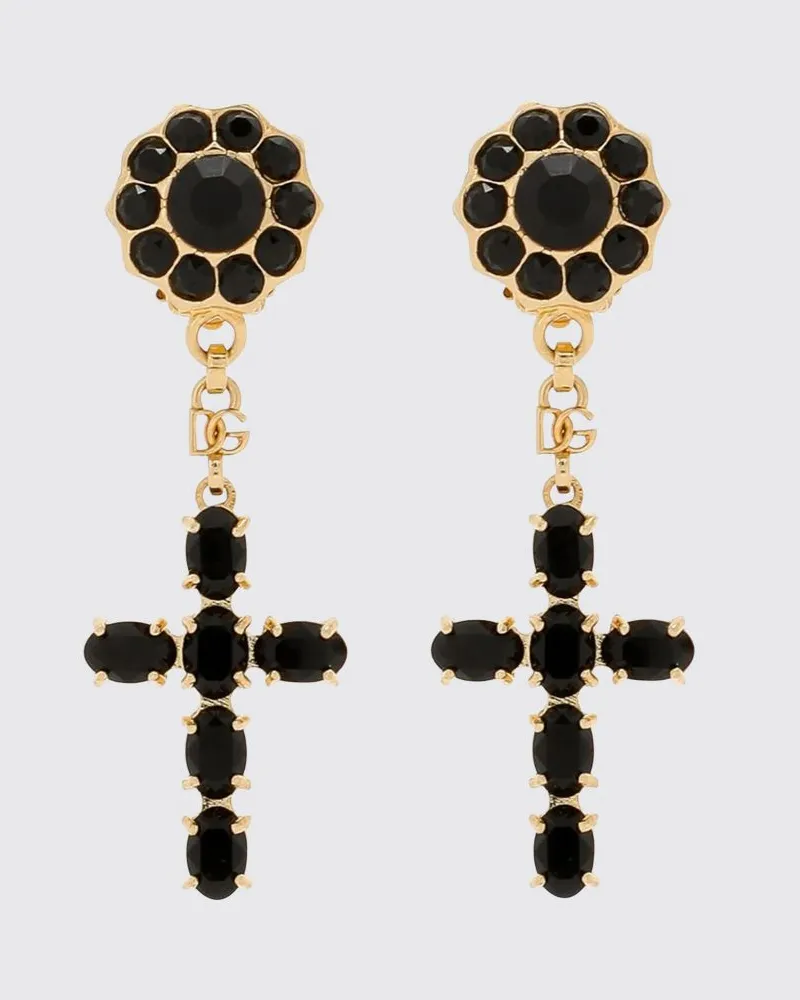 Dolce & Gabbana DOLCE  GABBANA Kreuz-Clip-Ohrringe Dolce & Gabbana mit Kristallen und DG-Monogramm Gold